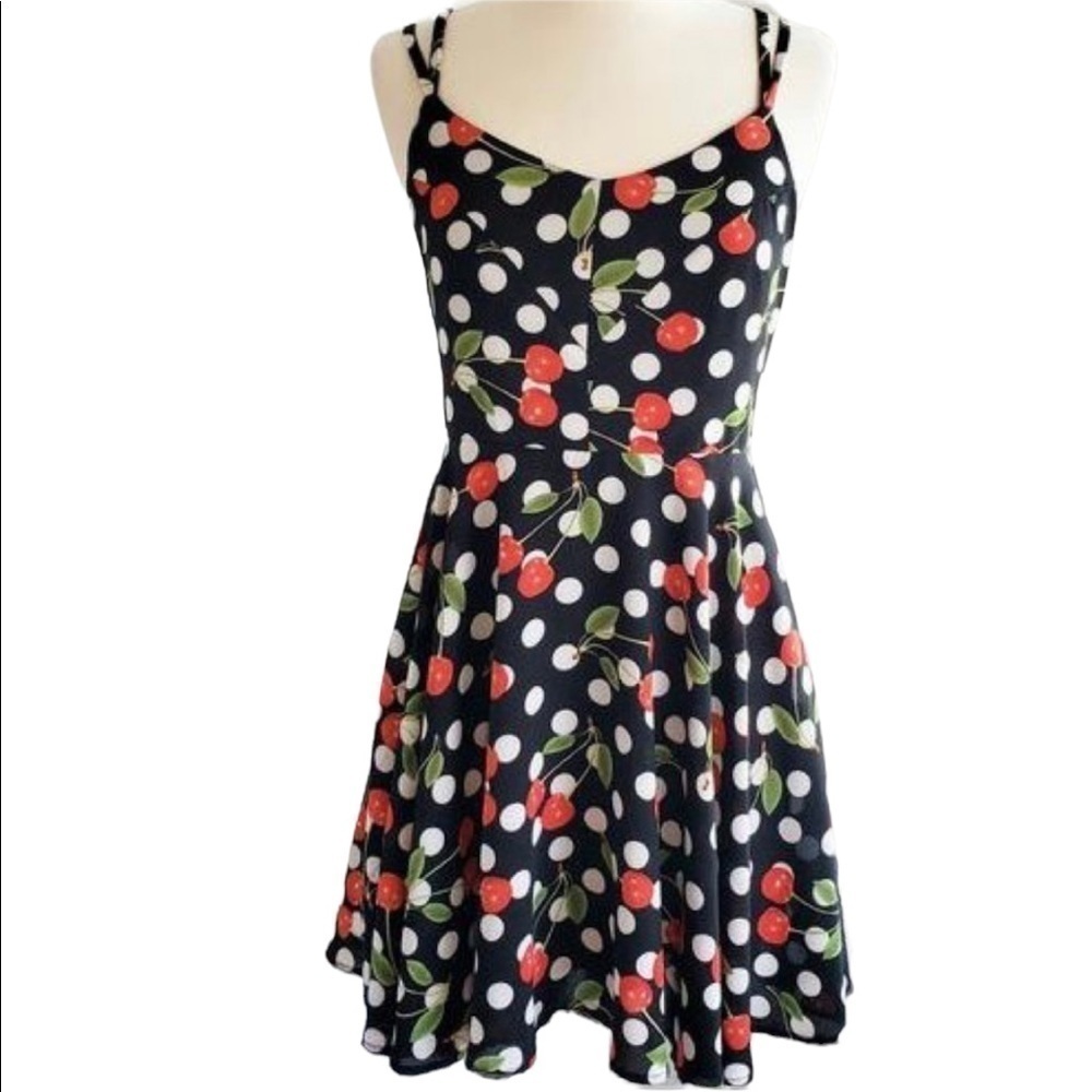 RockaBilly  RETRO look Flirty, fun, cherry polka dot mini dress add boots/grunge